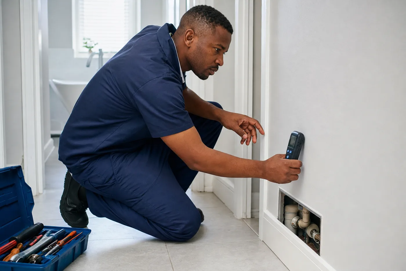 Generated concept of a careful residential leak inspection