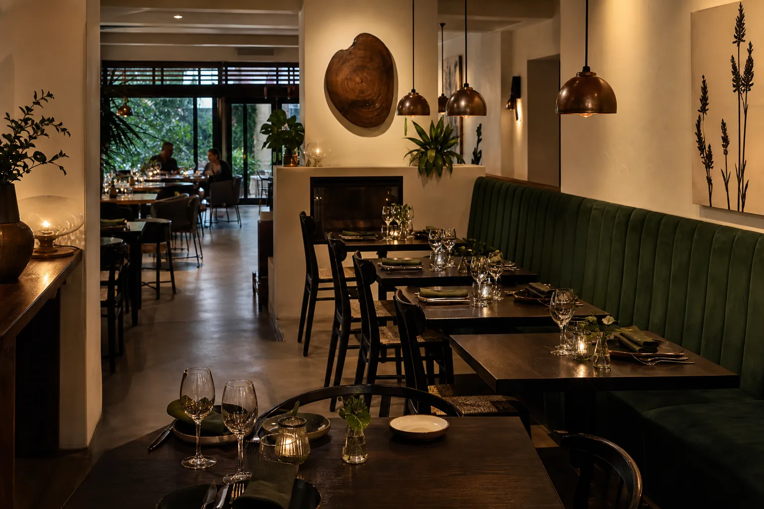 Generated concept of the Ember and Vine dining room