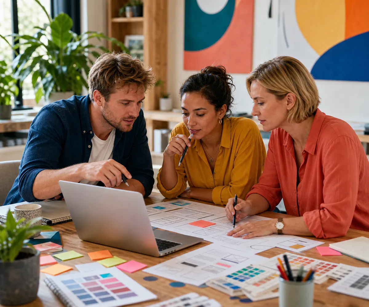 A web team planning a new business website together